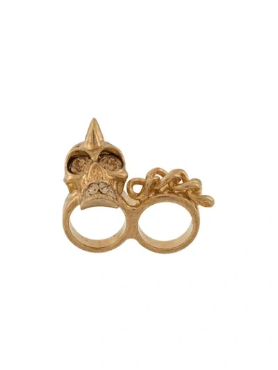 Pre-owned Alexander Mcqueen  Skull Ring In Gold