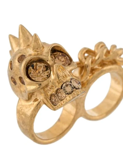 Pre-owned Alexander Mcqueen  Skull Ring In Gold