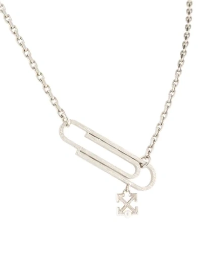 Shop Off-white Paper Clip Necklace In Silver