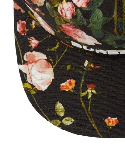 Shop Burberry Rose-print Baseball Cap In Black