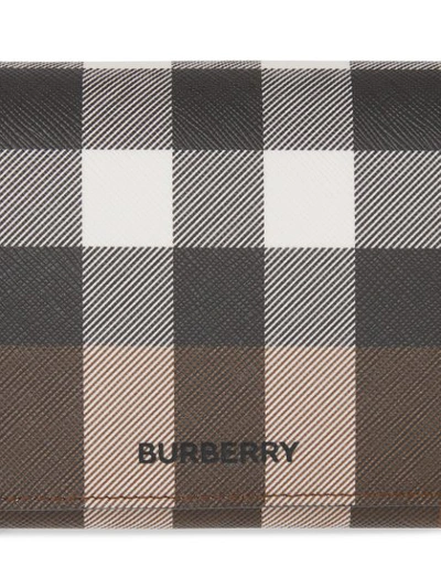 Shop Burberry Check-print Zip-up Wallet In Brown