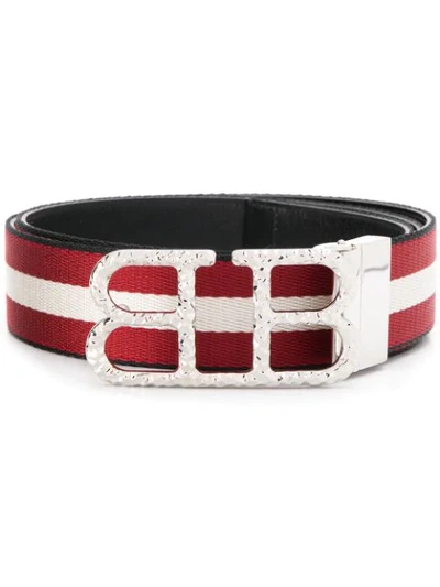 Shop Bally Striped Belt In Red