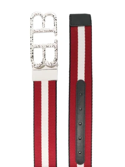 Shop Bally Striped Belt In Red