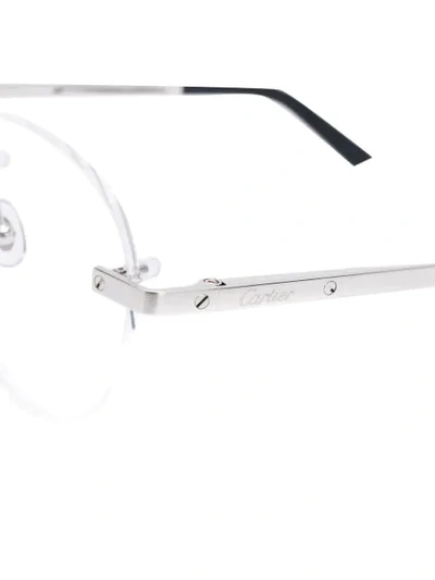 Shop Cartier Santos De  Glasses In Metallic