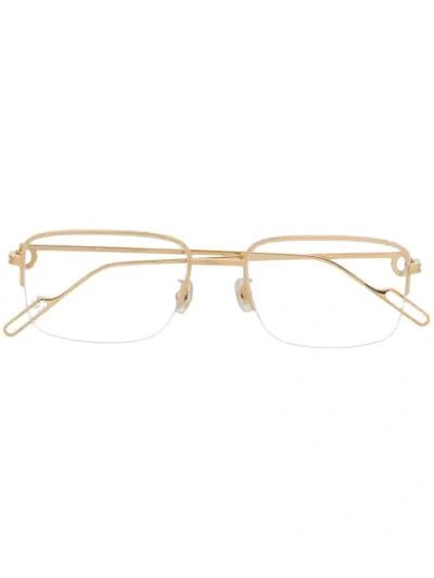 Shop Cartier Rectangle-frame Glasses In Gold