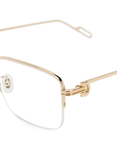 Shop Cartier Rectangle-frame Glasses In Gold