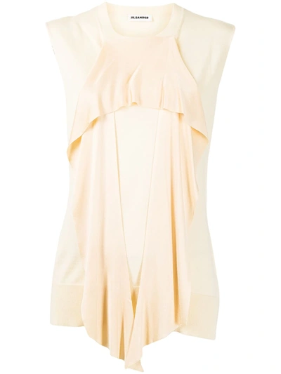 Shop Jil Sander Draped Detail Knitted Top In Yellow