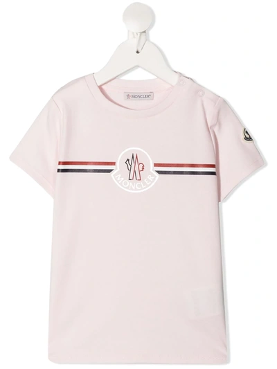 Shop Moncler Logo-print T-shirt In 粉色