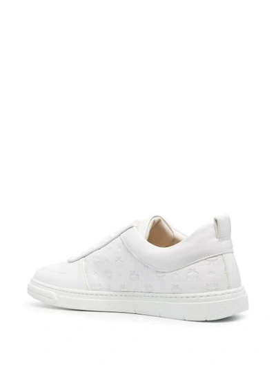 Shop Mcm Embossed Monogram Sneakers In White