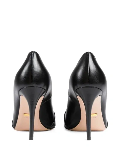 Shop Gucci Chain-detail 95mm Leather Pumps In Black