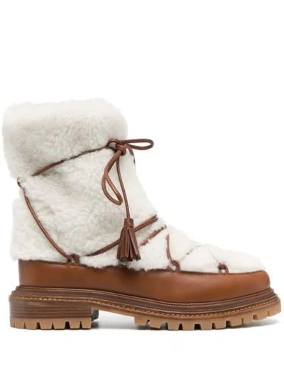 Shop Aquazzura Very Gstaad Shearling Ankle Boots In Brown