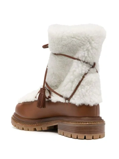 Shop Aquazzura Very Gstaad Shearling Ankle Boots In Brown