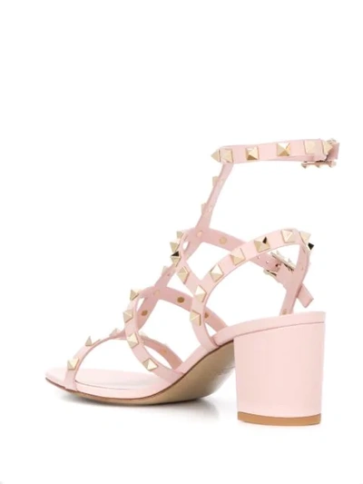 Shop Valentino Rockstud Block-heel Sandals In Pink