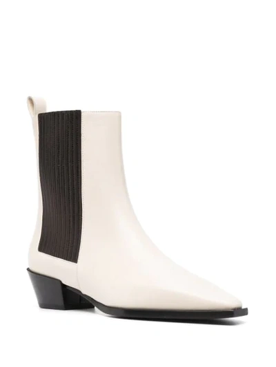 Shop Aeyde Square-toe Leather Ankle Boots In Neutrals
