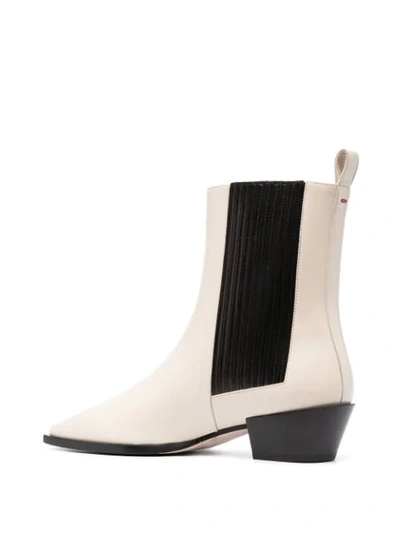 Shop Aeyde Square-toe Leather Ankle Boots In Neutrals