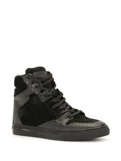 Pre-owned Balenciaga Crocodile Effect Panelling High-top Sneakers In Black
