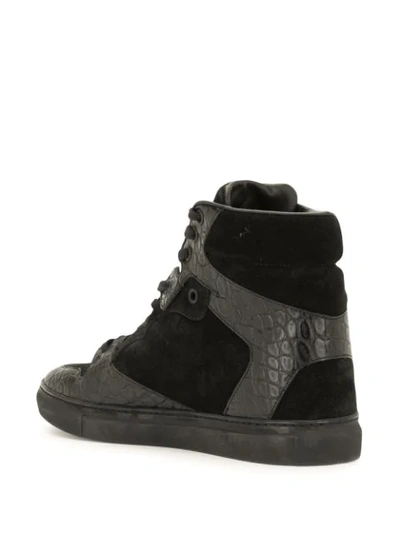 Pre-owned Balenciaga Crocodile Effect Panelling High-top Trainers In Black