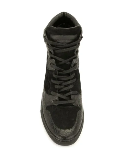 Pre-owned Balenciaga Crocodile Effect Panelling High-top Trainers In Black