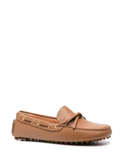 Shop Car Shoe Slip-on Leather Loafers In Brown
