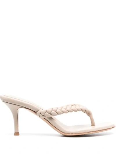 Shop Gianvito Rossi Braided Strap Sandals In Neutrals