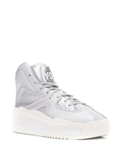 Shop Y-3 Hokori Metallic High-top Sneakers In Grey