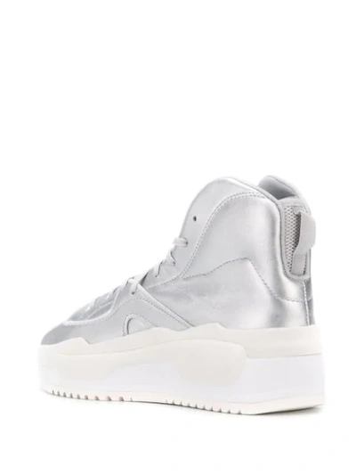Shop Y-3 Hokori Metallic High-top Sneakers In Grey