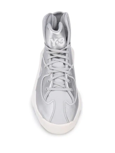 Shop Y-3 Hokori Metallic High-top Sneakers In Grey