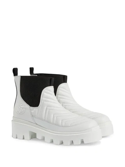 Shop Gucci Matelassé Chelsea Ankle Boots In White