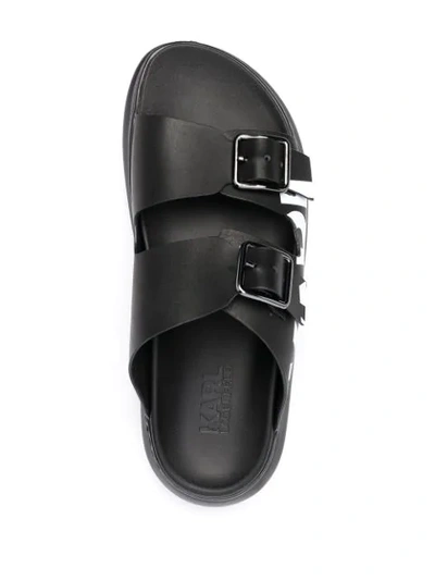 Shop Karl Lagerfeld Kapri Logo-print Buckled Sandals In Black