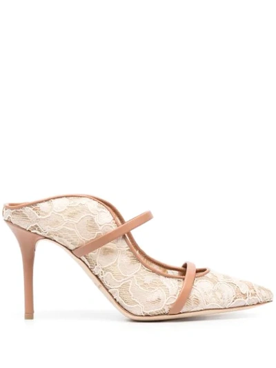 Shop Malone Souliers Maureen Lace-detailing Mules In Neutrals