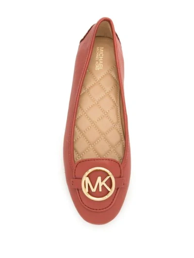 Shop Michael Michael Kors Leather Moccasin Loafers In Red