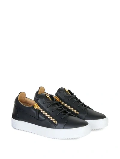 Shop Giuseppe Zanotti Monogram Plaque Zipped Sneakers In Black