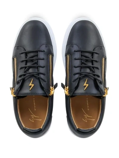 Shop Giuseppe Zanotti Monogram Plaque Zipped Sneakers In Black