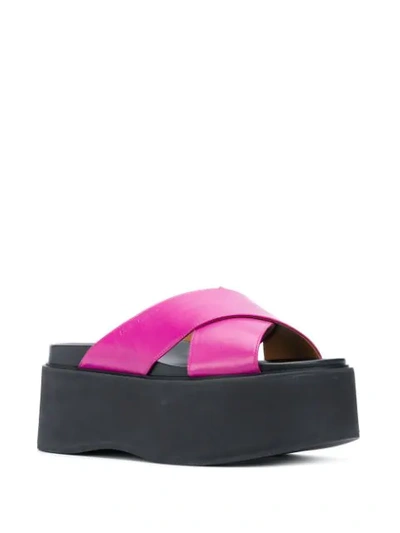 Shop Marni Flatform Crossover Sandals In Pink