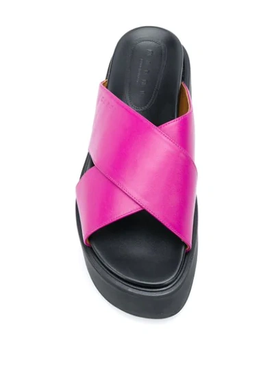 Shop Marni Flatform Crossover Sandals In Pink