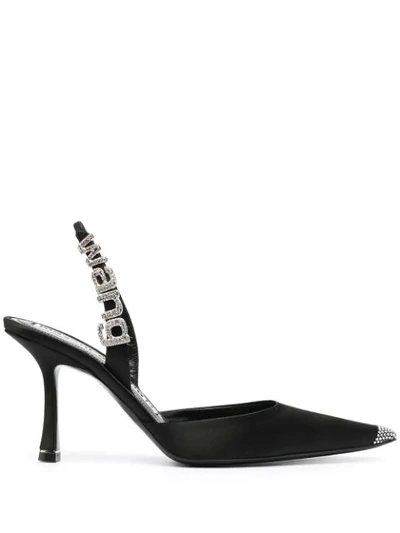 Shop Alexander Wang Grace Satin Slingback Pumps In Black 001