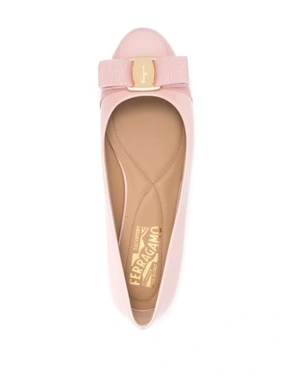 Shop Ferragamo Vara Bow Ballerina Flats In Pink