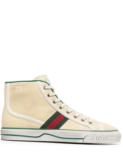 Shop Gucci Tennis 1977 High-top Sneakers In Neutrals