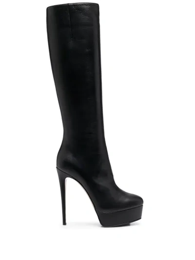 Shop Le Silla Miranda Leather Boots In Black