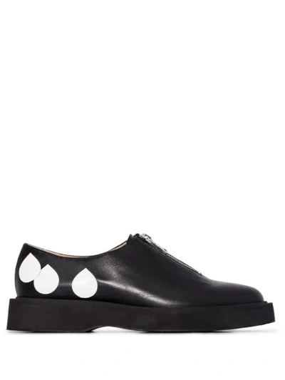 Shop Natasha Zinko Teardrop-print Leather Brogues In Black