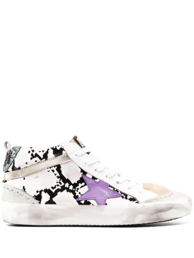 Shop Golden Goose Panelled Mid Star Sneakers In White