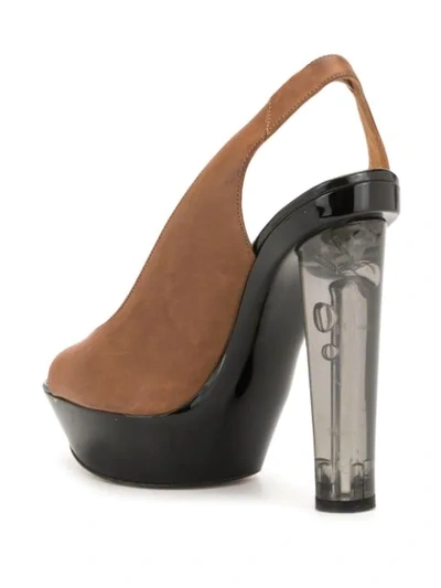 Pre-owned Lanvin Clear Heel Slingback Sandals In Brown
