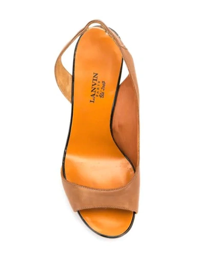 Pre-owned Lanvin Clear Heel Slingback Sandals In Brown