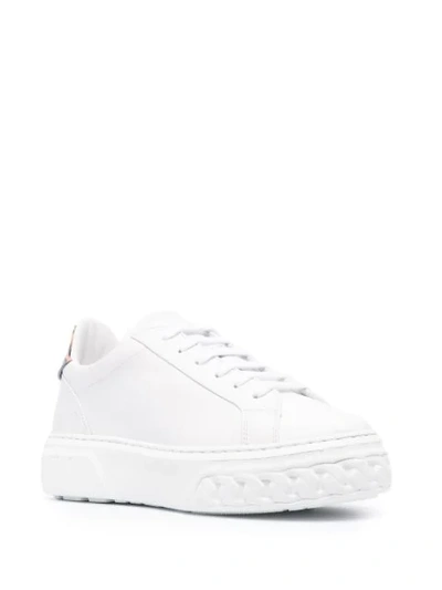 Shop Casadei Leopard Print Panel Lace-up Sneakers In White