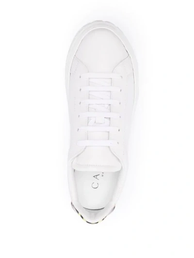 Shop Casadei Leopard Print Panel Lace-up Sneakers In White