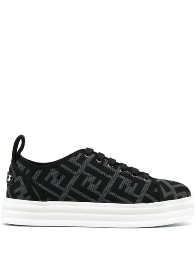 Shop Fendi Ff Motif Sneakers In Black