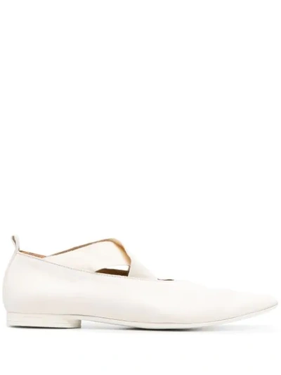 Shop Uma Wang Crossover-straps Pointed Ballerina Shoes In White