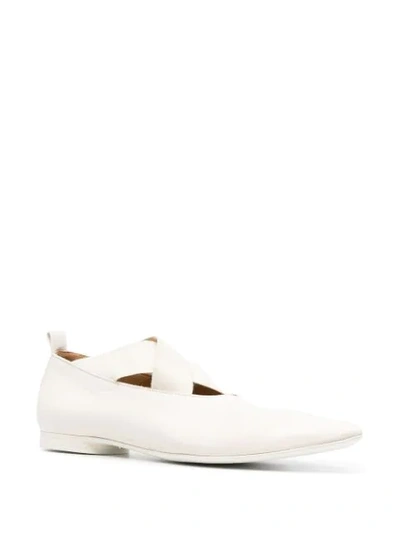 Shop Uma Wang Crossover-straps Pointed Ballerina Shoes In White