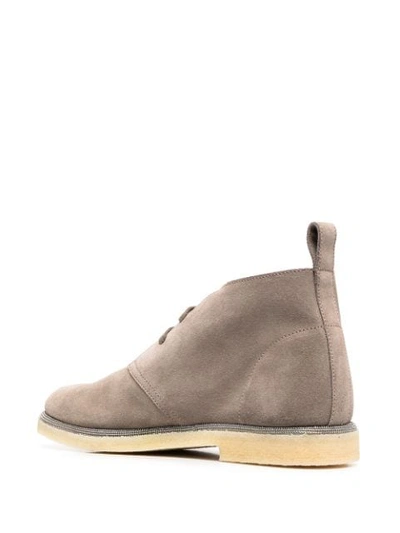 Shop Brunello Cucinelli Monili Trim Ankle Boots In Neutrals