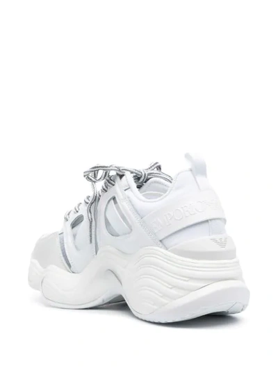 Shop Emporio Armani Chunky Lace-up Trainers In White